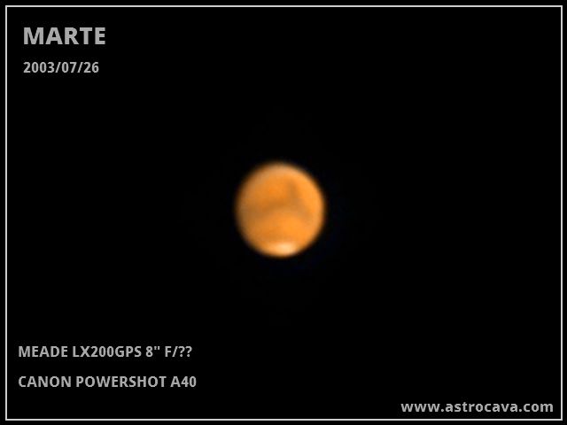 Marte con fase claramente visible. El casquete polar con su máxima extensión